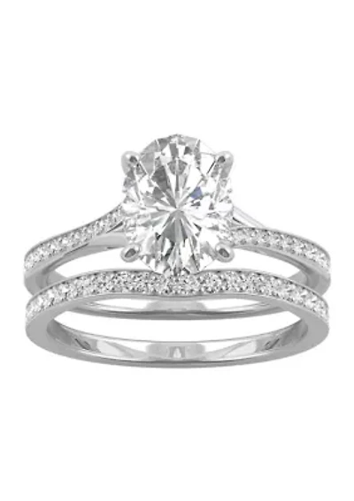 3/8 ct. t.w. Lab Created Moissanite Oval Bridal Set 14k White Gold