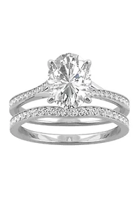 3/8 ct. t.w. Lab Created Moissanite Oval Bridal Set 14k White Gold