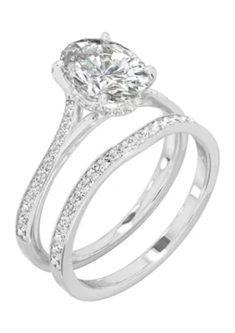 3/8 ct. t.w. Lab Created Moissanite Oval Bridal Set 14k White Gold