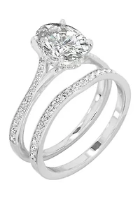 3/8 ct. t.w. Lab Created Moissanite Oval Bridal Set 14k White Gold