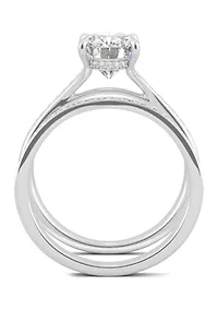 3/8 ct. t.w. Lab Created Moissanite Oval Bridal Set 14k White Gold