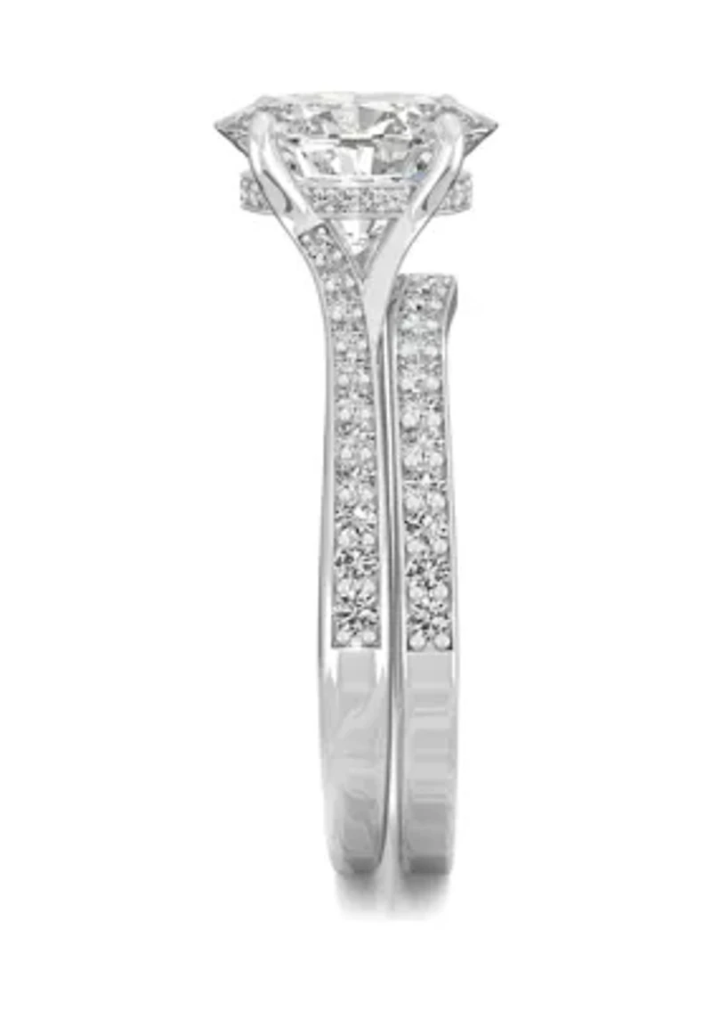 3/8 ct. t.w. Lab Created Moissanite Oval Bridal Set 14k White Gold