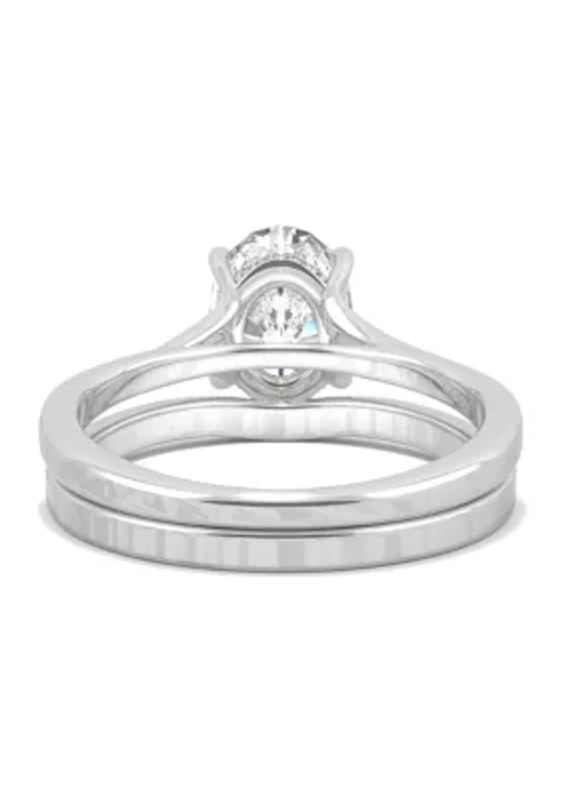 3/8 ct. t.w. Lab Created Moissanite Oval Bridal Set 14k White Gold