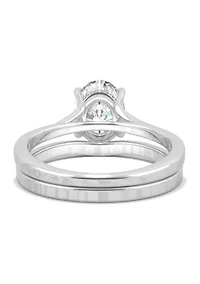 3/8 ct. t.w. Lab Created Moissanite Oval Bridal Set 14k White Gold