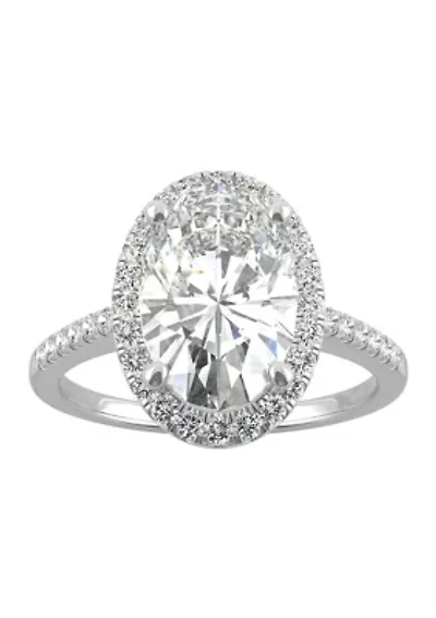 3/4 ct. t.w. Lab Created Moissanite Oval Halo Engagement Ring 14k White Gold