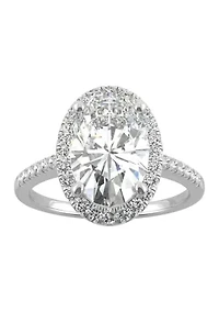 3/4 ct. t.w. Lab Created Moissanite Oval Halo Engagement Ring 14k White Gold