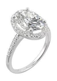 3/4 ct. t.w. Lab Created Moissanite Oval Halo Engagement Ring 14k White Gold
