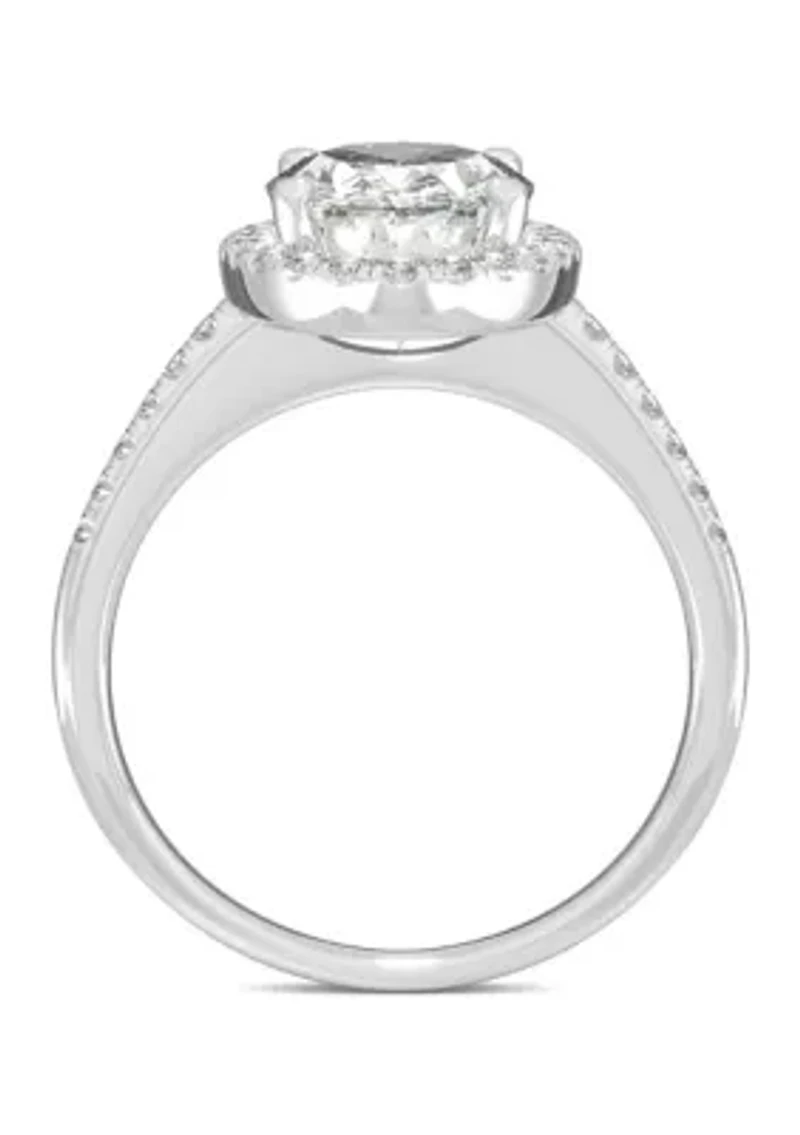 3/4 ct. t.w. Lab Created Moissanite Oval Halo Engagement Ring 14k White Gold