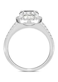 3/4 ct. t.w. Lab Created Moissanite Oval Halo Engagement Ring 14k White Gold
