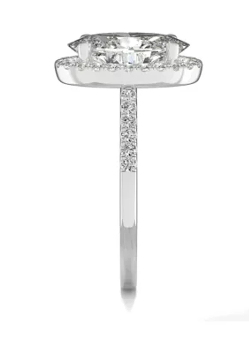 3/4 ct. t.w. Lab Created Moissanite Oval Halo Engagement Ring 14k White Gold