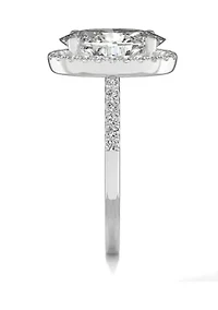 3/4 ct. t.w. Lab Created Moissanite Oval Halo Engagement Ring 14k White Gold
