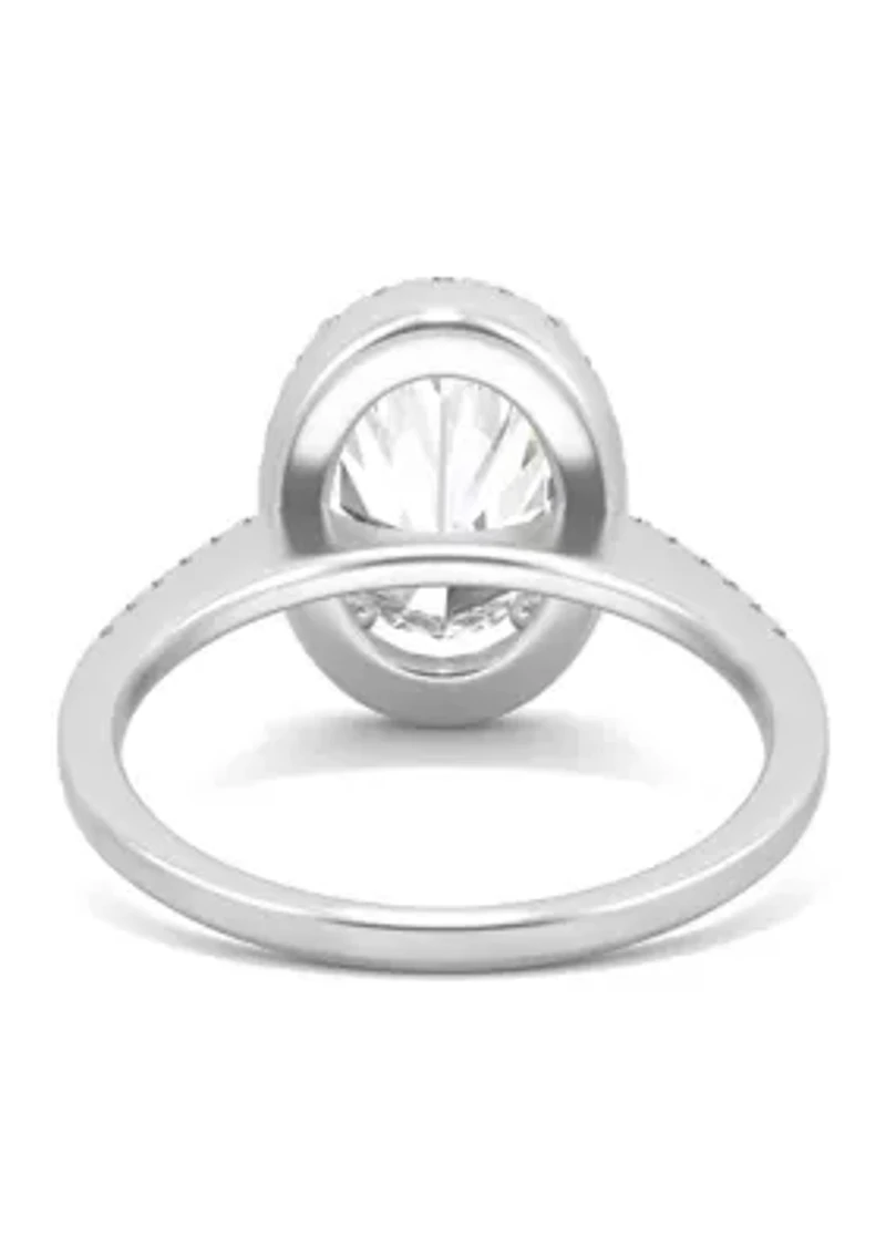 3/4 ct. t.w. Lab Created Moissanite Oval Halo Engagement Ring 14k White Gold