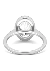 3/4 ct. t.w. Lab Created Moissanite Oval Halo Engagement Ring 14k White Gold