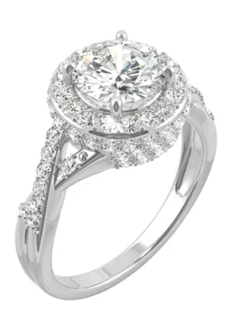 3/4 ct. t.w. Lab Created Moissanite Halo Engagement Ring 14k White Gold