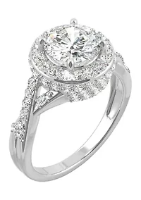 3/4 ct. t.w. Lab Created Moissanite Halo Engagement Ring 14k White Gold