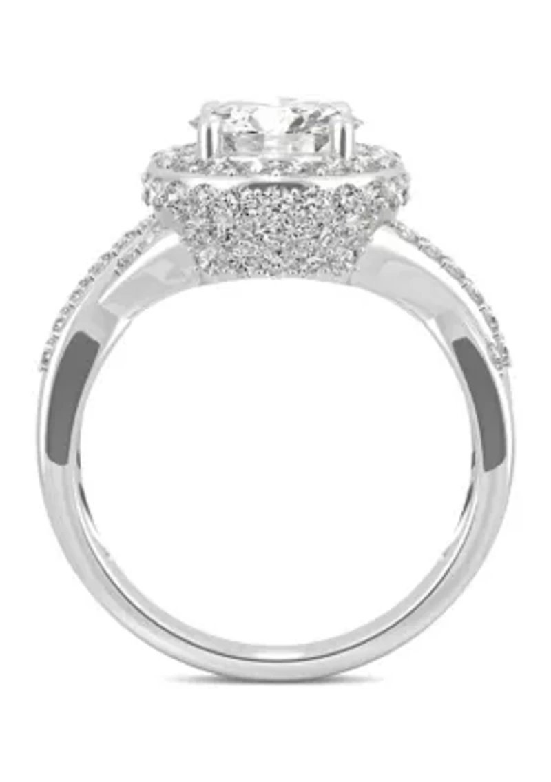 3/4 ct. t.w. Lab Created Moissanite Halo Engagement Ring 14k White Gold