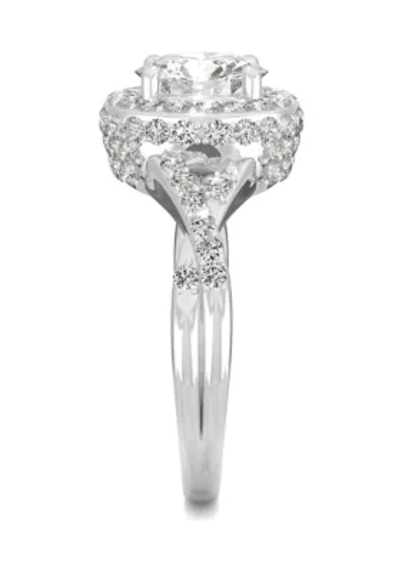 3/4 ct. t.w. Lab Created Moissanite Halo Engagement Ring 14k White Gold