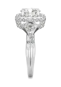 3/4 ct. t.w. Lab Created Moissanite Halo Engagement Ring 14k White Gold