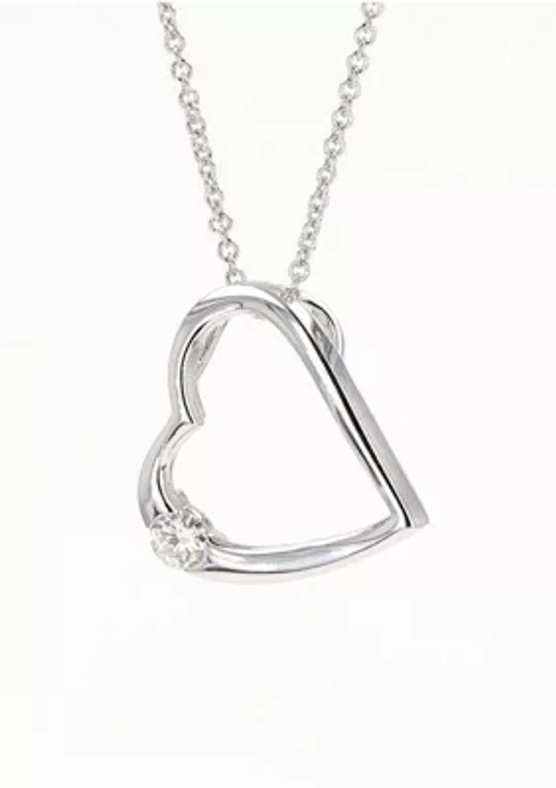 Lab Created Sterling Silver 0.13ct. tw. Moissanite Heart Pendant