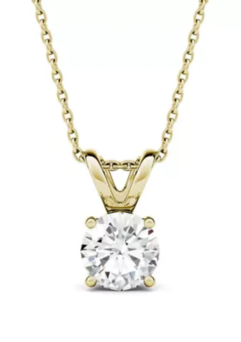 1/2 ct. t.w. Moissanite Solitaire Pendant in 14k Yellow Gold