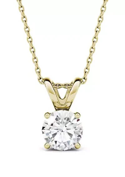 1/2 ct. t.w. Moissanite Solitaire Pendant in 14k Yellow Gold