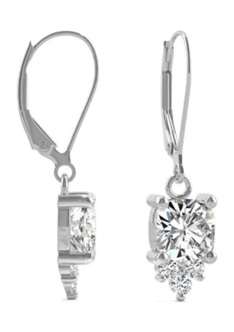 3/4 ct. t.w. Lab Created Moissanite Lever Back Earrings in 14k White Gold