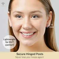 14k White Gold 12MM Flat Style Small Huggie Hoop Earrings