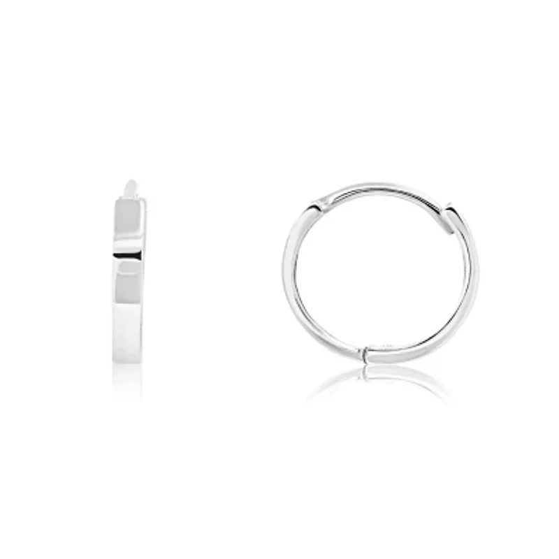 14k Yellow Gold 10MM Flat Style Small Huggie Hoop Earrings