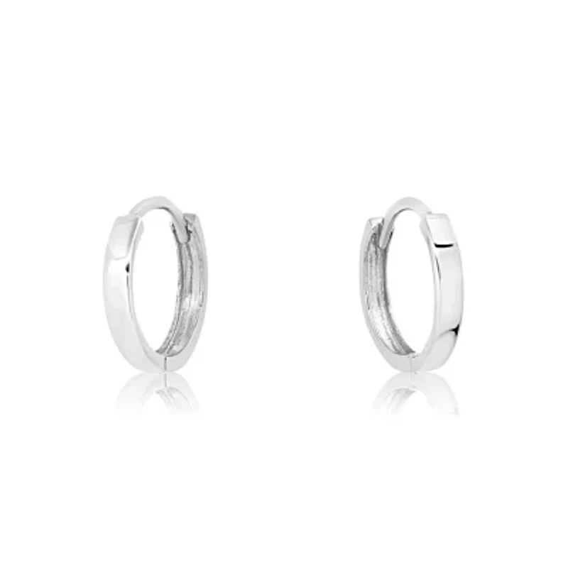 14k Yellow Gold 10MM Flat Style Small Huggie Hoop Earrings