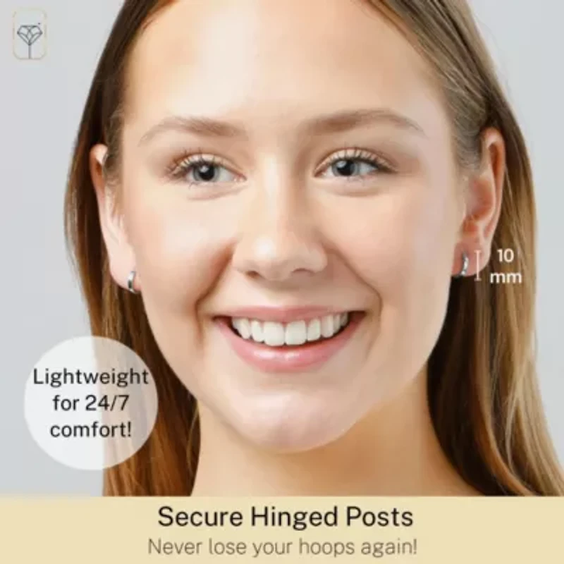 14k Yellow Gold 10MM Flat Style Small Huggie Hoop Earrings