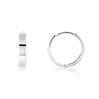 14k Yellow Gold 14MM Flat Style Small Huggie Hoop Earrings