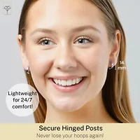 14k Yellow Gold 14MM Flat Style Small Huggie Hoop Earrings