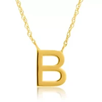14K Yellow Gold Initial Necklace with 16 Inch Cable Chain and 2 Inch Extention
