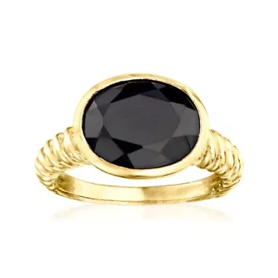 18k Gold Over Sterling Silver 12x10mm Oval Onyx Ring