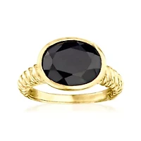 18k Gold Over Sterling Silver 12x10mm Oval Onyx Ring