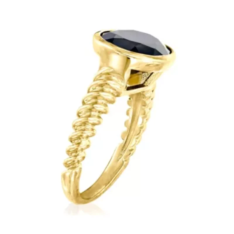 18k Gold Over Sterling Silver 12x10mm Oval Onyx Ring