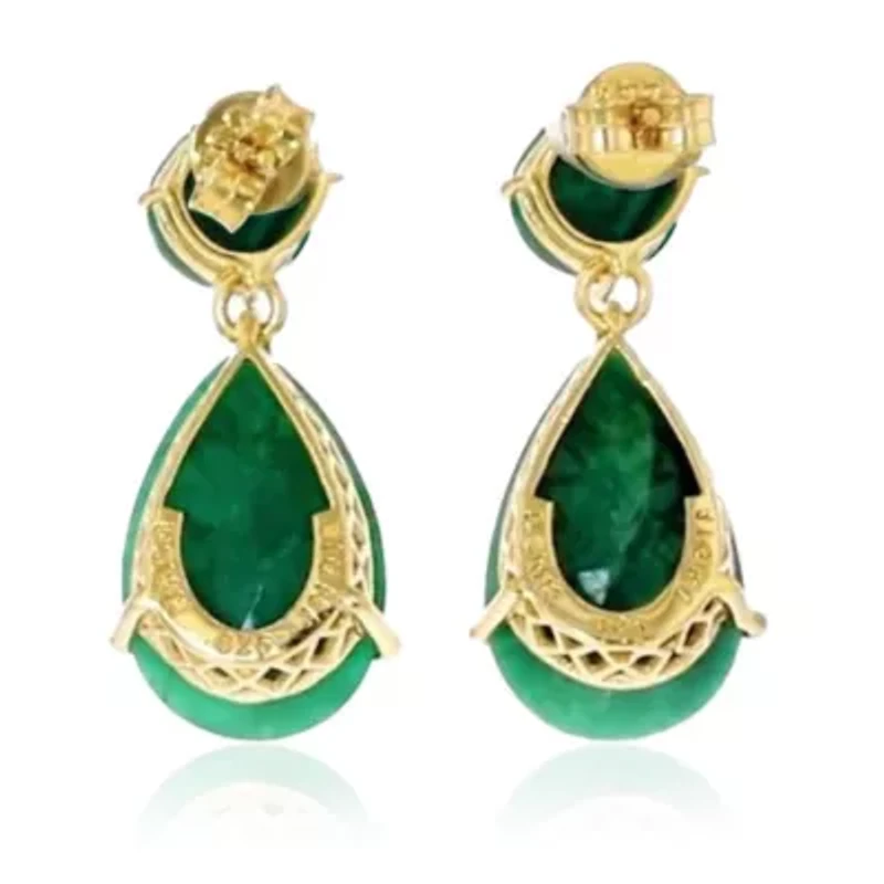 18K Gold Over Sterling 19.20 ctw Emerald Drop Earrings
