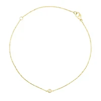 Lab Created 14K Yellow Gold Single 2.5mm Round Dimond Bracelet, 6 Inch Cable Chain with 1 inch Extention