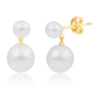 14K Yellow Gold Fresh Water Pearl Drop Earrings
