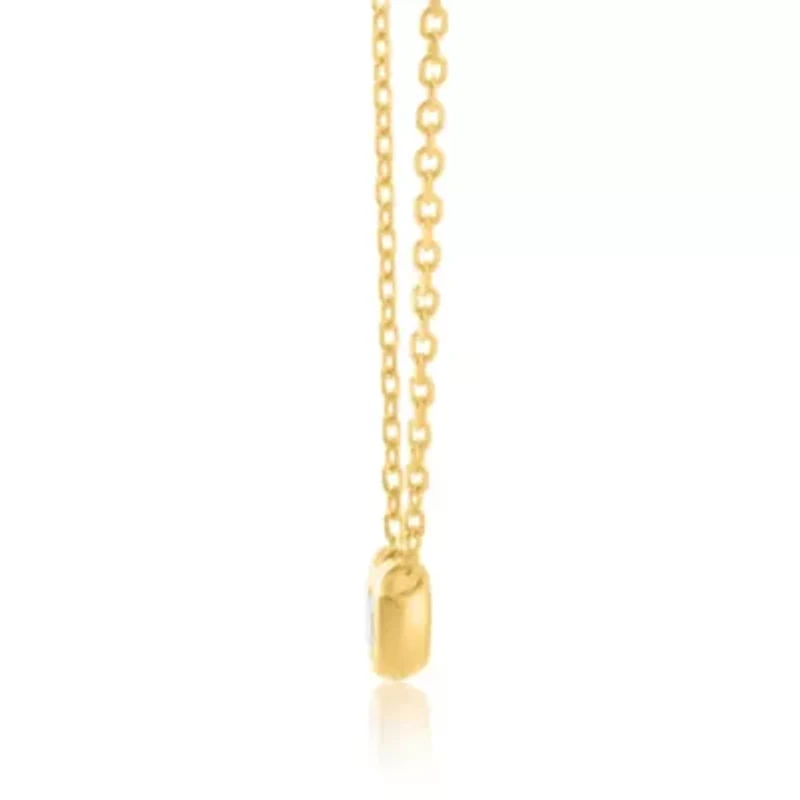Lab Created 14k Yellow Gold 2.5mm Round Lab Grown Diamond Necklace with 16 inch cable chain and 2 inch extender