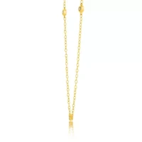 Lab Created 14k Yellow Gold Station with five 2mm Round Lab Grown Diamond Necklace with 16 inch cable chain and 2 inch extender