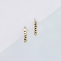14k Yellow Gold 12.5mm Beaded Huggie Hoops