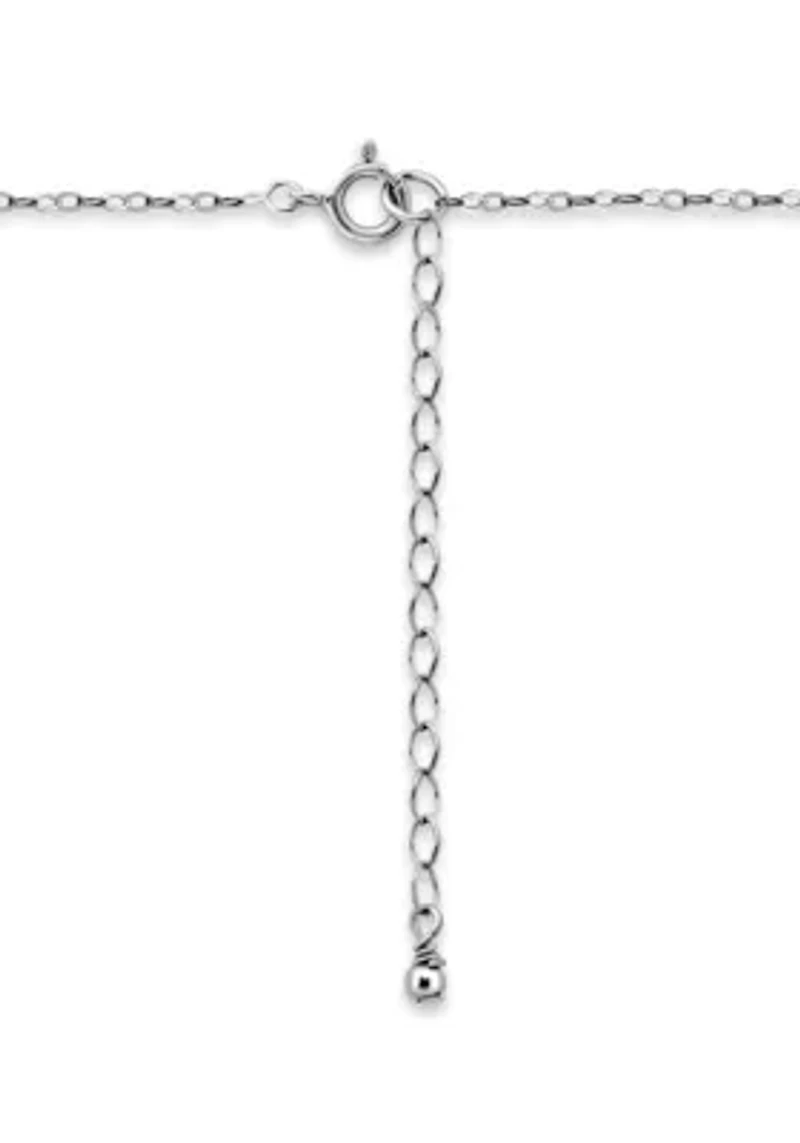 Freshwater Pearl and Bezel Set Round Semi Precious Stone Sterling Silver Pendant