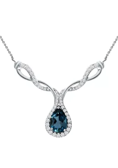 2.43 ct. t.w. London Blue Topaz and White Topaz Necklace on 18 Inch Chain, Sterling Silver
