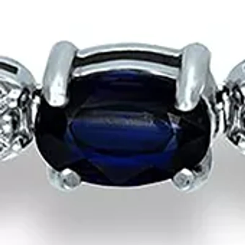 Lab Created 2.49 ct. Synthetic Blue Sapphire and Created White Sapphire Bolo Bracelet, Sterling Silver