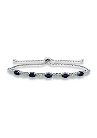 Lab Created 2.49 ct. Synthetic Blue Sapphire and Created White Sapphire Bolo Bracelet, Sterling Silver