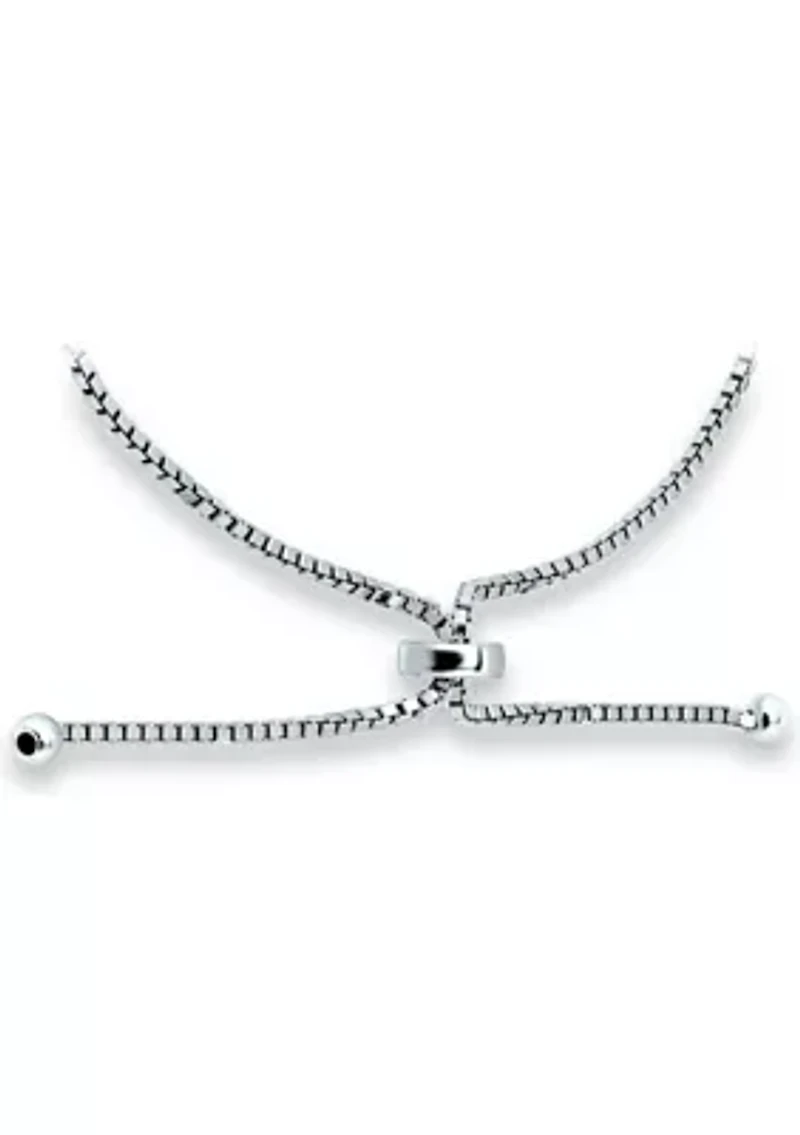 Lab Created 2.49 ct. Synthetic Blue Sapphire and Created White Sapphire Bolo Bracelet, Sterling Silver