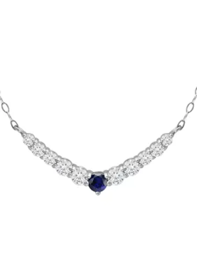 Lab Created 1 ct. t.w. Synthetic Blue and Created White Sapphire Necklace, Sterling Silver