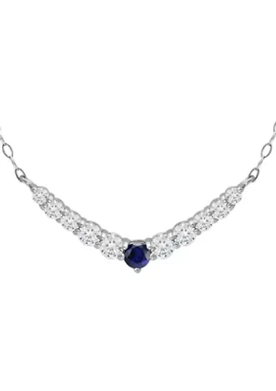 Lab Created 1 ct. t.w. Synthetic Blue and Created White Sapphire Necklace, Sterling Silver