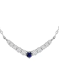 Lab Created 1 ct. t.w. Synthetic Blue and Created White Sapphire Necklace, Sterling Silver